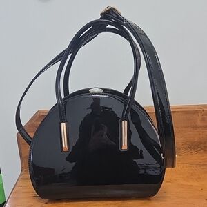 Black Patent Bling Convertible Handbag